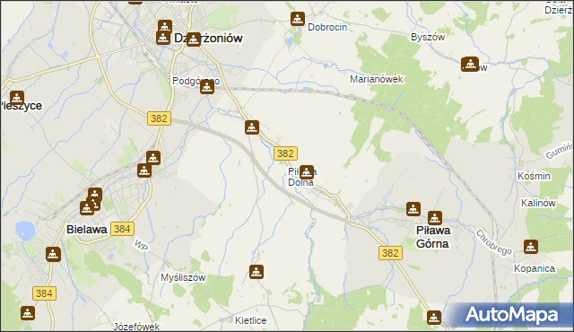 mapa Piława Dolna, Piława Dolna na mapie Targeo