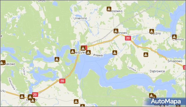 mapa Piława gmina Borne Sulinowo, Piława gmina Borne Sulinowo na mapie Targeo