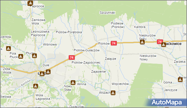 mapa Piórków-Kolonia, Piórków-Kolonia na mapie Targeo