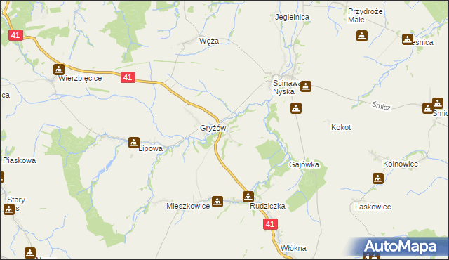 mapa Piorunkowice, Piorunkowice na mapie Targeo