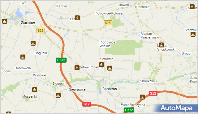 mapa Piotrawin gmina Jastków, Piotrawin gmina Jastków na mapie Targeo