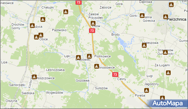 mapa Piotrkowice gmina Chmielnik, Piotrkowice gmina Chmielnik na mapie Targeo