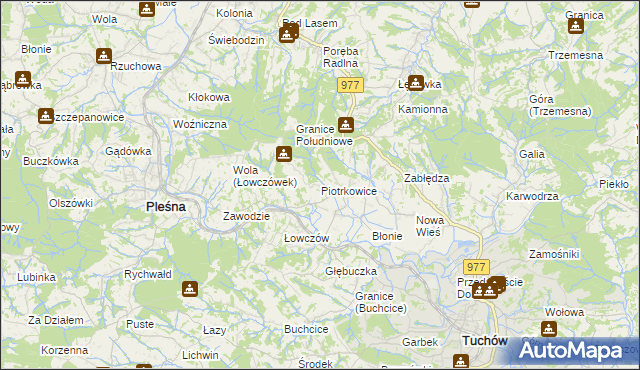 mapa Piotrkowice gmina Tuchów, Piotrkowice gmina Tuchów na mapie Targeo