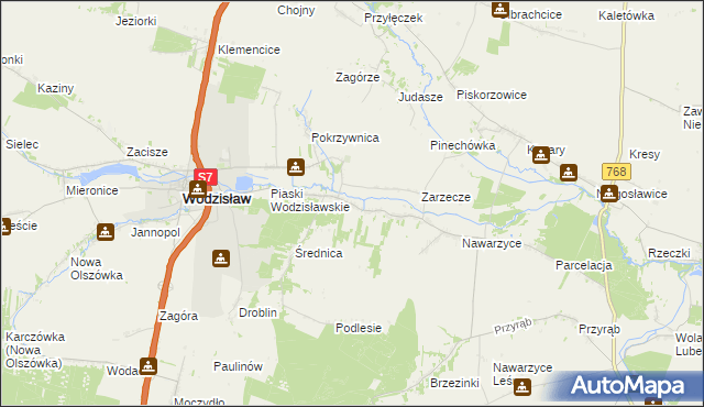 mapa Piotrkowice gmina Wodzisław, Piotrkowice gmina Wodzisław na mapie Targeo