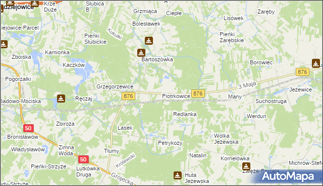 mapa Piotrkowice gmina Żabia Wola, Piotrkowice gmina Żabia Wola na mapie Targeo