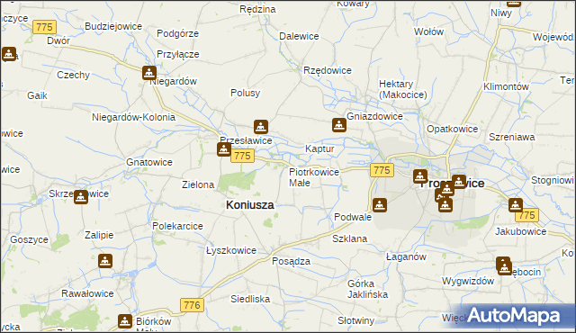 mapa Piotrkowice Małe, Piotrkowice Małe na mapie Targeo