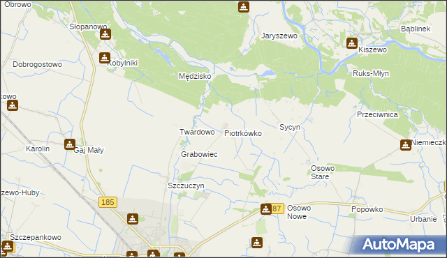 mapa Piotrkówko gmina Szamotuły, Piotrkówko gmina Szamotuły na mapie Targeo