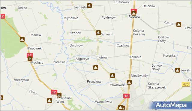 mapa Piotrów gmina Blizanów, Piotrów gmina Blizanów na mapie Targeo