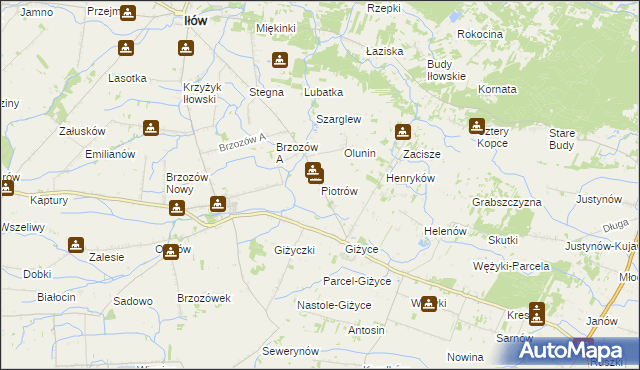 mapa Piotrów gmina Iłów, Piotrów gmina Iłów na mapie Targeo