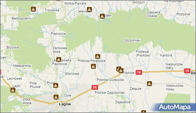 mapa Piotrów-Podłazy, Piotrów-Podłazy na mapie Targeo