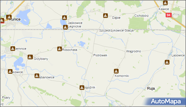 mapa Piotrówek gmina Kunice, Piotrówek gmina Kunice na mapie Targeo