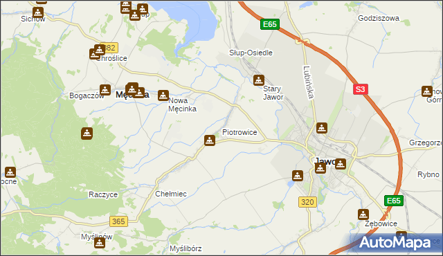 mapa Piotrowice gmina Męcinka, Piotrowice gmina Męcinka na mapie Targeo