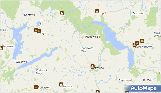 mapa Piotrowice Małe gmina Biskupiec, Piotrowice Małe gmina Biskupiec na mapie Targeo