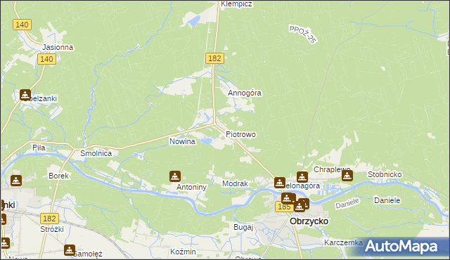 mapa Piotrowo gmina Obrzycko, Piotrowo gmina Obrzycko na mapie Targeo