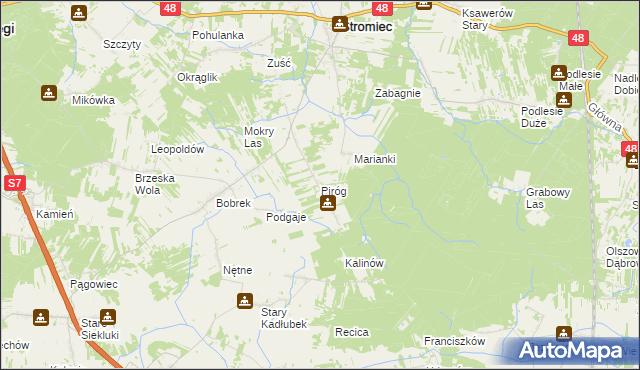 mapa Piróg gmina Stromiec, Piróg gmina Stromiec na mapie Targeo