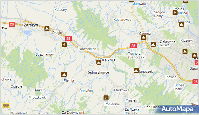 mapa Pisarowce, Pisarowce na mapie Targeo