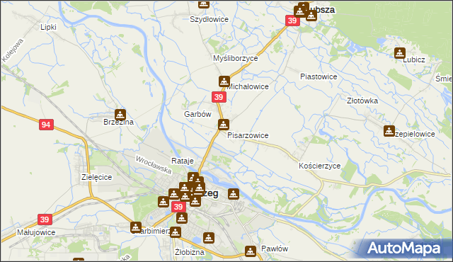 mapa Pisarzowice gmina Lubsza, Pisarzowice gmina Lubsza na mapie Targeo