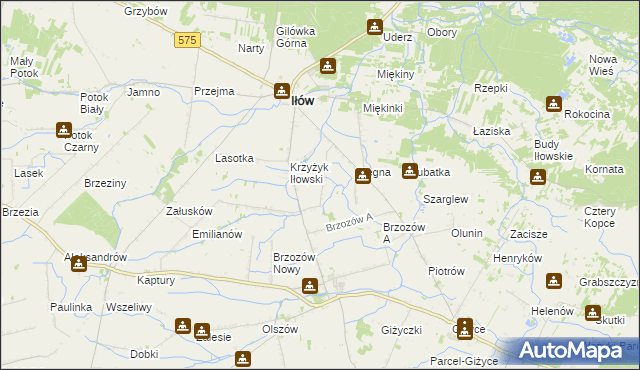 mapa Piskorzec gmina Iłów, Piskorzec gmina Iłów na mapie Targeo