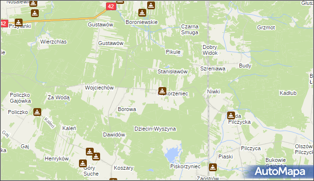 mapa Piskorzeniec, Piskorzeniec na mapie Targeo