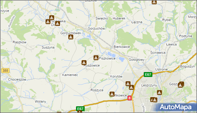 mapa Piszkowice, Piszkowice na mapie Targeo