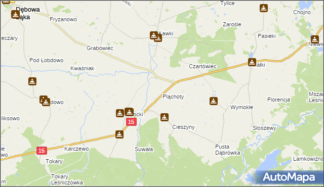 mapa Pląchoty, Pląchoty na mapie Targeo