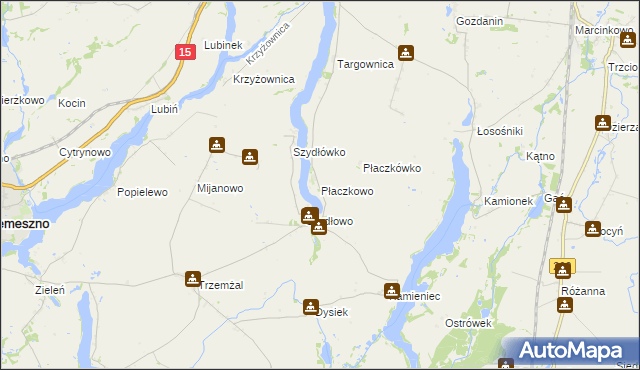 mapa Płaczkowo gmina Trzemeszno, Płaczkowo gmina Trzemeszno na mapie Targeo