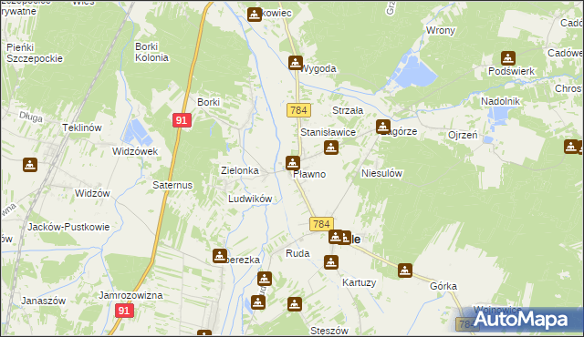 mapa Pławno gmina Gidle, Pławno gmina Gidle na mapie Targeo