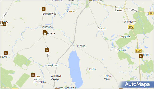 mapa Pleśno gmina Bisztynek, Pleśno gmina Bisztynek na mapie Targeo