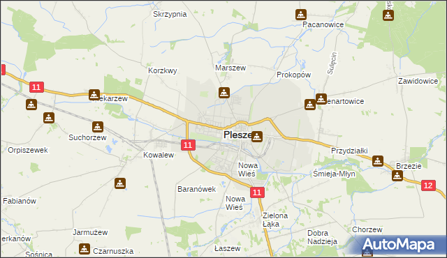 mapa Pleszew, Pleszew na mapie Targeo
