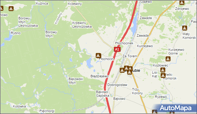 mapa Płochocin gmina Warlubie, Płochocin gmina Warlubie na mapie Targeo