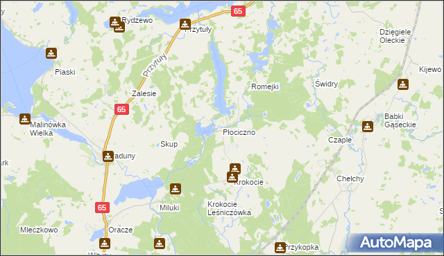 mapa Płociczno gmina Ełk, Płociczno gmina Ełk na mapie Targeo