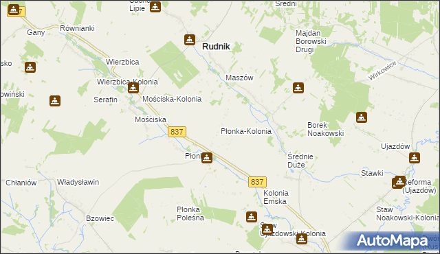 mapa Płonka-Kolonia, Płonka-Kolonia na mapie Targeo