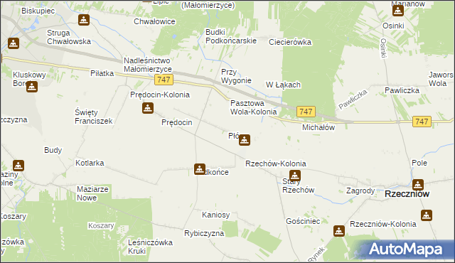 mapa Płósy, Płósy na mapie Targeo