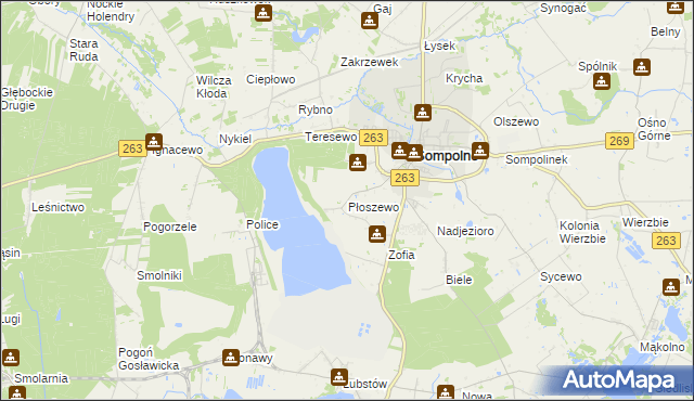 mapa Płoszewo, Płoszewo na mapie Targeo