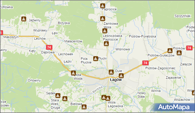 mapa Płucki, Płucki na mapie Targeo