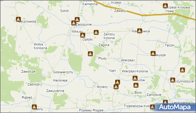 mapa Płudy gmina Trzebieszów, Płudy gmina Trzebieszów na mapie Targeo