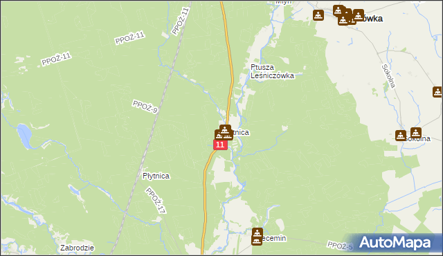 mapa Płytnica gmina Tarnówka, Płytnica gmina Tarnówka na mapie Targeo