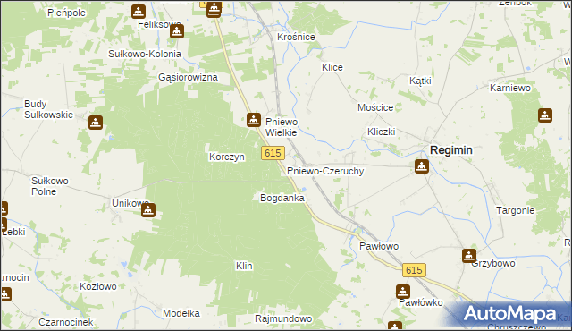 mapa Pniewo-Czeruchy, Pniewo-Czeruchy na mapie Targeo