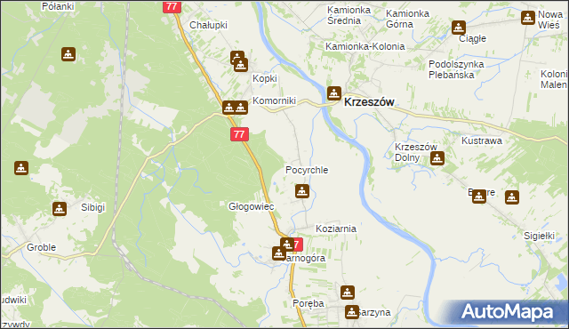 mapa Pocyrchle, Pocyrchle na mapie Targeo