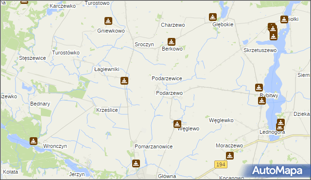 mapa Podarzewo, Podarzewo na mapie Targeo