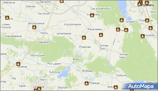mapa Podborek gmina Rytwiany, Podborek gmina Rytwiany na mapie Targeo