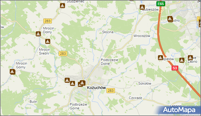 mapa Podbrzezie Dolne, Podbrzezie Dolne na mapie Targeo