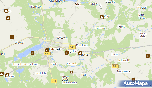 mapa Podcibórz, Podcibórz na mapie Targeo