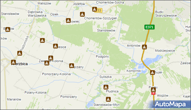 mapa Podgórki gmina Wierzbica, Podgórki gmina Wierzbica na mapie Targeo