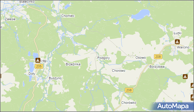 mapa Podgóry gmina Kępice, Podgóry gmina Kępice na mapie Targeo