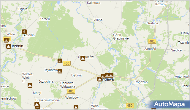 mapa Podgórze gmina Widawa, Podgórze gmina Widawa na mapie Targeo