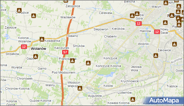 mapa Podkończyce, Podkończyce na mapie Targeo