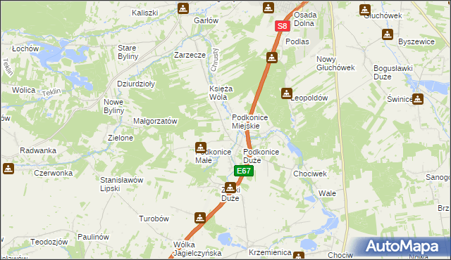 mapa Podkońska Wola, Podkońska Wola na mapie Targeo