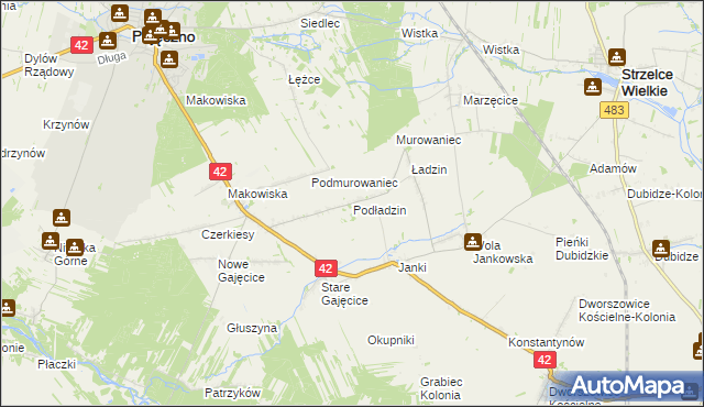 mapa Podładzin, Podładzin na mapie Targeo