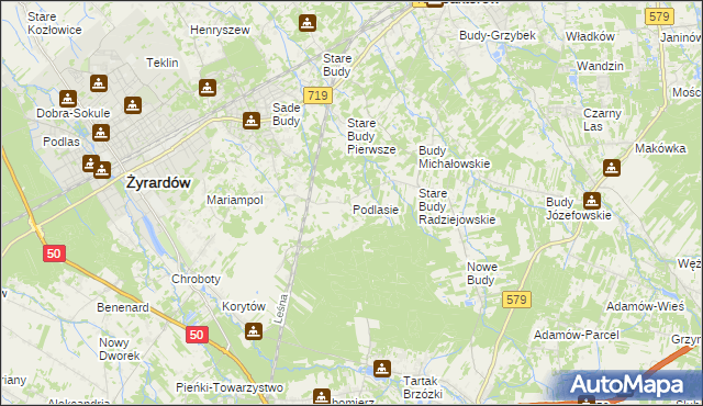 mapa Podlasie gmina Radziejowice, Podlasie gmina Radziejowice na mapie Targeo